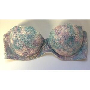 SO Lack Underwire Lace Strapless Bra -‎ Size 34B - Blue,Pink,White